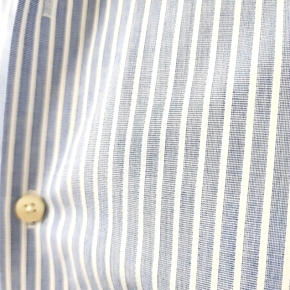 MICHAEL Michael KORS Blue  White Striped Long Sleeve No Iron Dress Shirt 15 32/3